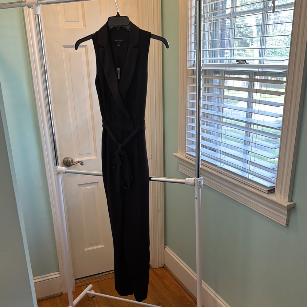 Elegant Black Tuxedo Sleeveless Jumpsuit